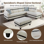 Ensemble canapé d'angle en similicuir avec pouf, 3 pièces