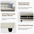 Ensemble canapé d'angle en similicuir avec pouf, 3 pièces