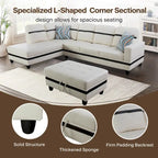 Ensemble canapé d'angle en similicuir avec pouf, 3 pièces