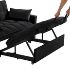 Canapé-lit 4 en 1 avec accoudoirs et poches de rangement, canapé-lit gigogne multifonctionnel capitonné avec dossier réglable