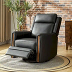 Fauteuil inclinable électrique pivotant à bascule Jaime Modern en cuir véritable avec appui-tête et repose-pieds réglables par HULALA HOME