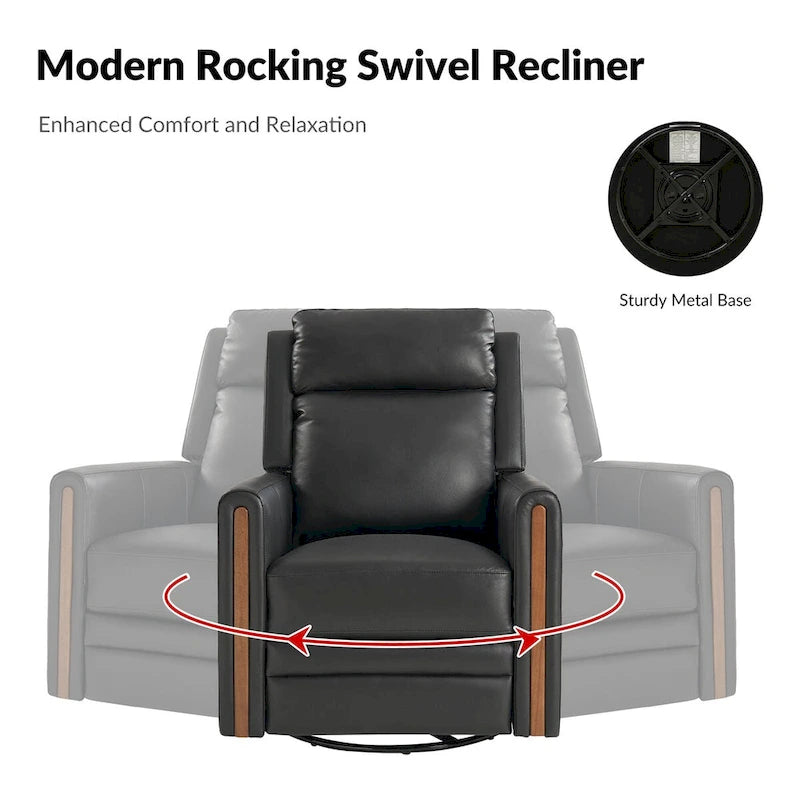 Fauteuil inclinable électrique pivotant à bascule Jaime Modern en cuir véritable avec appui-tête et repose-pieds réglables par HULALA HOME