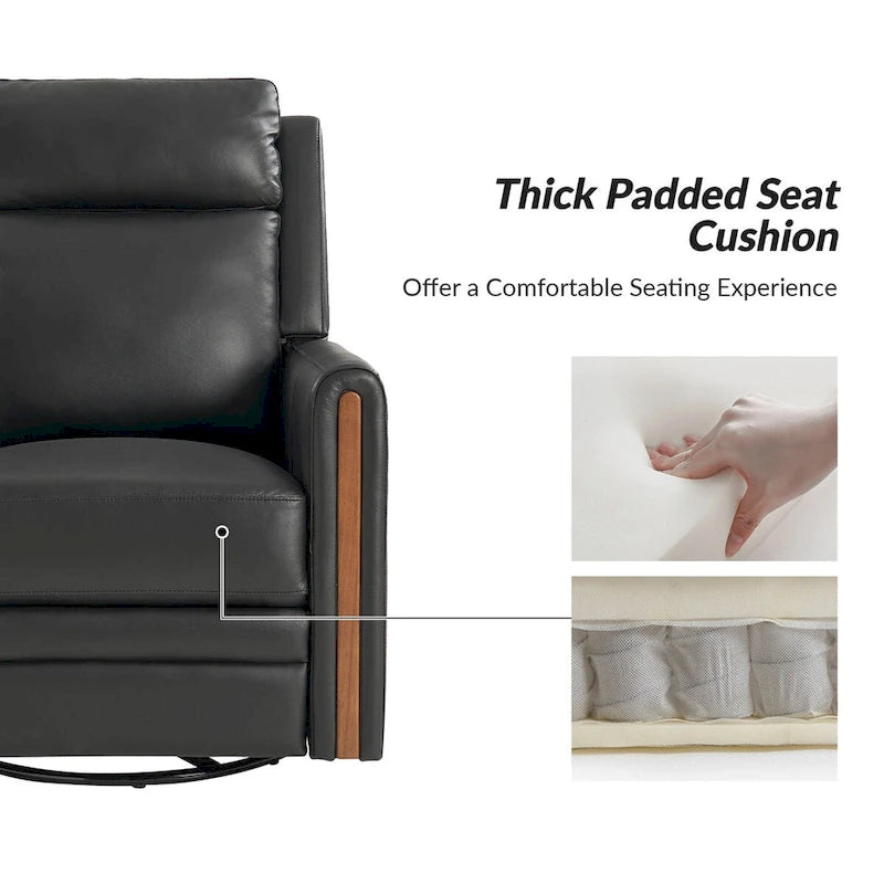 Fauteuil inclinable électrique pivotant à bascule Jaime Modern en cuir véritable avec appui-tête et repose-pieds réglables par HULALA HOME