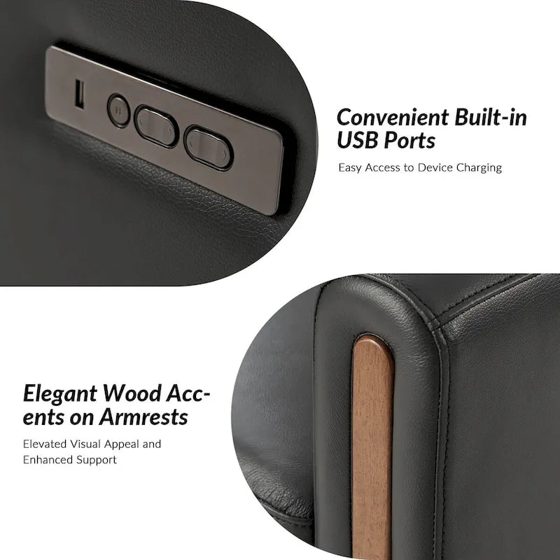 Fauteuil inclinable électrique pivotant à bascule Jaime Modern en cuir véritable avec appui-tête et repose-pieds réglables par HULALA HOME