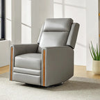 Fauteuil inclinable électrique pivotant à bascule Jaime Modern en cuir véritable avec appui-tête et repose-pieds réglables par HULALA HOME