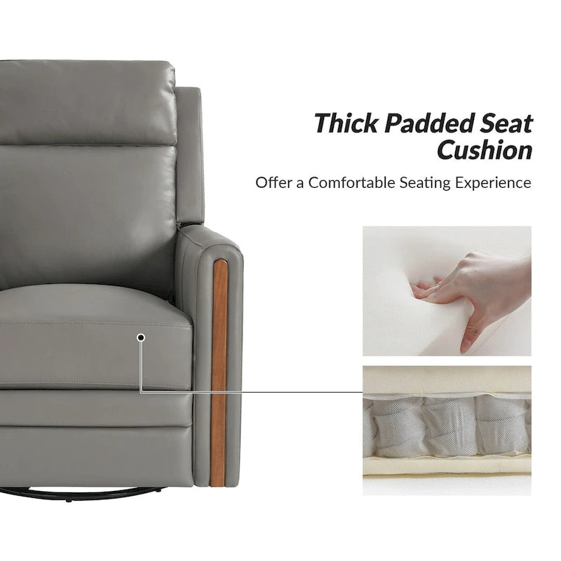 Fauteuil inclinable électrique pivotant à bascule Jaime Modern en cuir véritable avec appui-tête et repose-pieds réglables par HULALA HOME