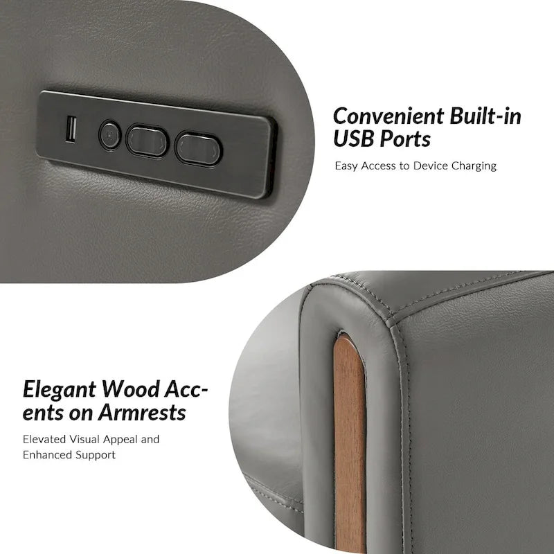 Fauteuil inclinable électrique pivotant à bascule Jaime Modern en cuir véritable avec appui-tête et repose-pieds réglables par HULALA HOME