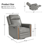 Fauteuil inclinable électrique pivotant à bascule Jaime Modern en cuir véritable avec appui-tête et repose-pieds réglables par HULALA HOME