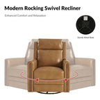 Fauteuil inclinable électrique pivotant à bascule Jaime Modern en cuir véritable avec appui-tête et repose-pieds réglables par HULALA HOME