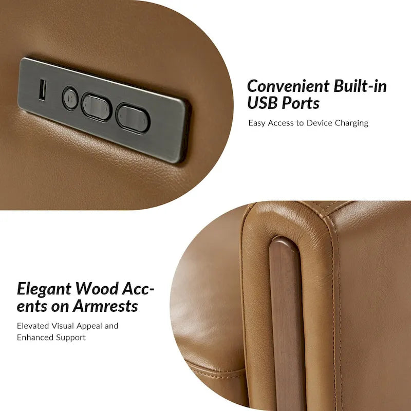 Fauteuil inclinable électrique pivotant à bascule Jaime Modern en cuir véritable avec appui-tête et repose-pieds réglables par HULALA HOME