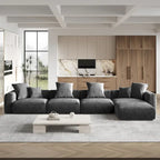 Canapé d'angle surdimensionné en velours côtelé avec pouf, canapé convertible en forme de L, canapés profonds pour salon moderne