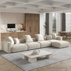 Canapé d'angle surdimensionné en velours côtelé avec pouf, canapé convertible en forme de L, canapés profonds pour salon moderne