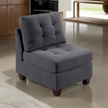 Lemy 32 Inch Modular Armless Sofa Chair, Tufted Gray Upholstery, Solid Wood
