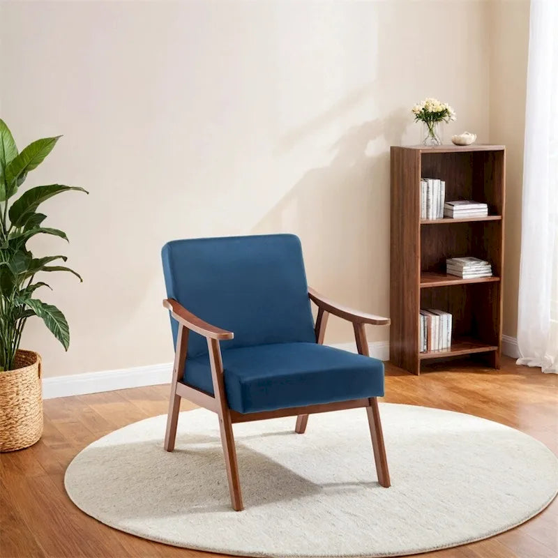 Fauteuil de style moderne du milieu du siècle, fauteuil de salon avec structure en bois massif