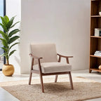 Fauteuil de style moderne du milieu du siècle, fauteuil de salon avec structure en bois massif