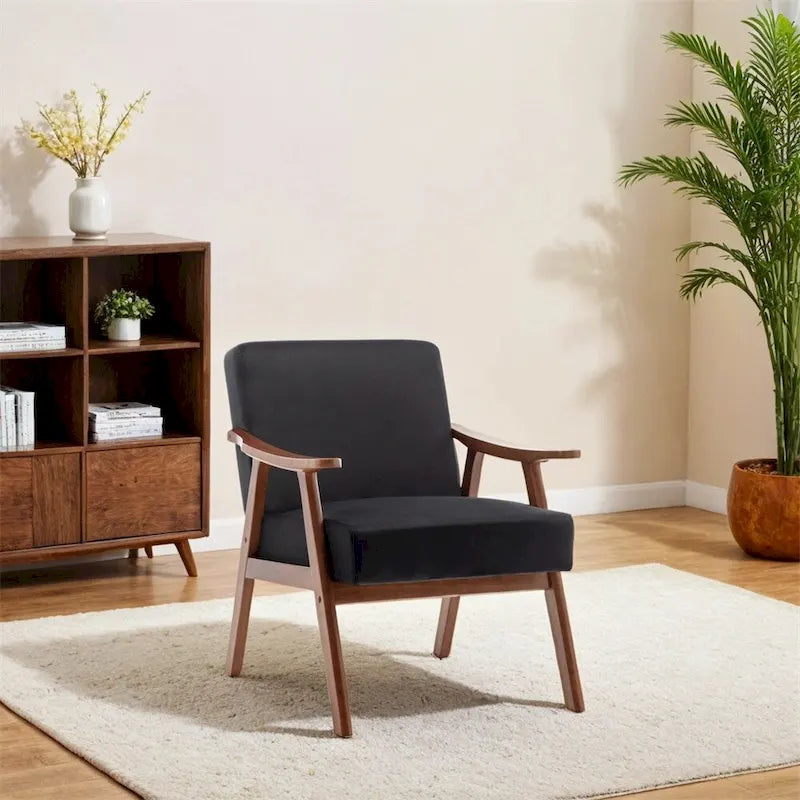 Fauteuil de style moderne du milieu du siècle, fauteuil de salon avec structure en bois massif