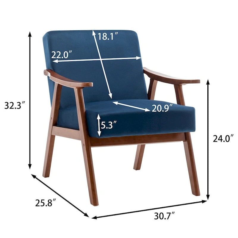 Fauteuil de style moderne du milieu du siècle, fauteuil de salon avec structure en bois massif
