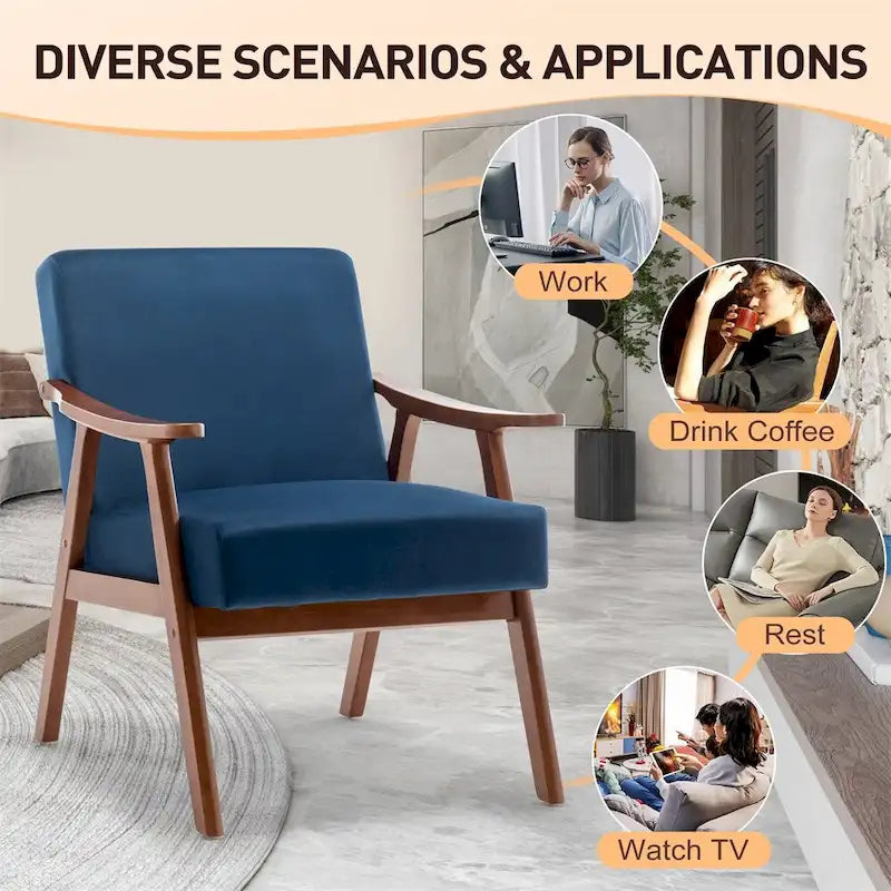 Fauteuil de style moderne du milieu du siècle, fauteuil de salon avec structure en bois massif