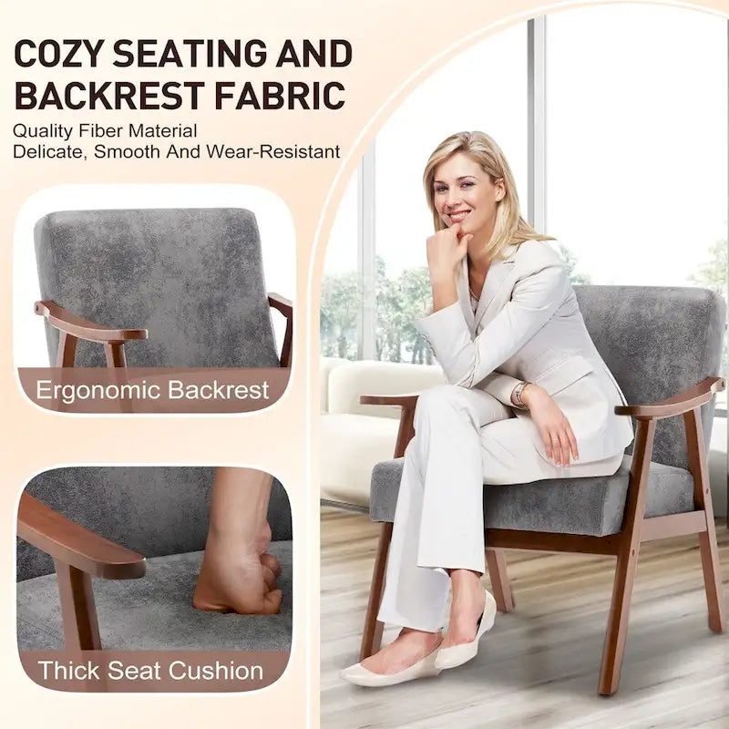 Fauteuil de style moderne du milieu du siècle, fauteuil de salon avec structure en bois massif