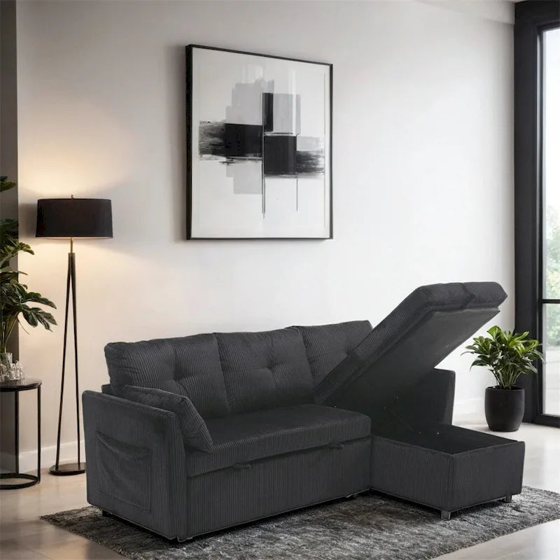 L Shaped Modular Sectional Sofa w/ Reversible Chaise and Storage Seat