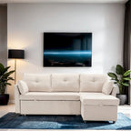 Canapé d'angle modulaire en forme de L avec méridienne réversible et assise de rangement