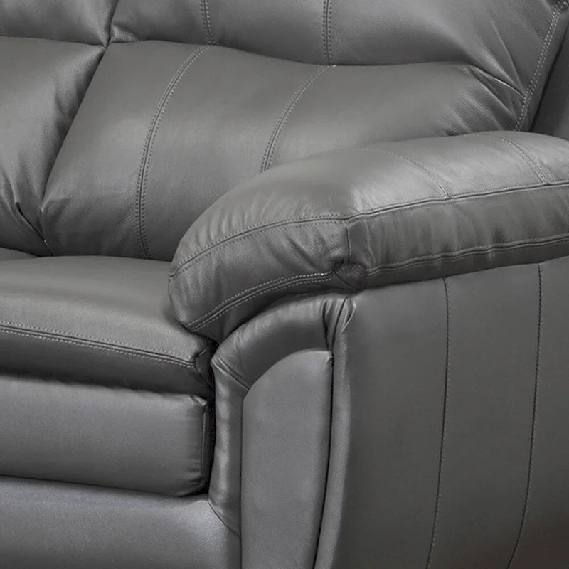Canapé, causeuse et fauteuil Marcus Premium en cuir pleine fleur gris