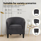 Fauteuil d'appoint classique en forme de tonneau, revêtu d'un tissu polyester doux, avec repose-pieds inclus.