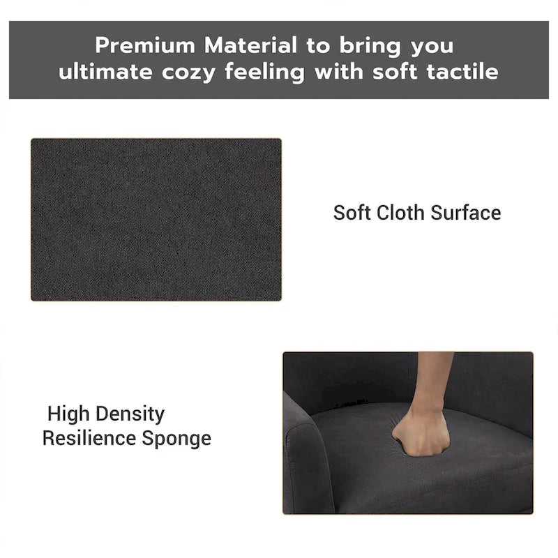 Fauteuil d'appoint classique en forme de tonneau, revêtu d'un tissu polyester doux, avec repose-pieds inclus.