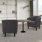 Fauteuil d'appoint classique en forme de tonneau, revêtu d'un tissu polyester doux, avec repose-pieds inclus.