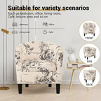 Fauteuil d'appoint classique en forme de tonneau, revêtu d'un tissu polyester doux, avec repose-pieds inclus.