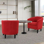 Fauteuil d'appoint classique en forme de tonneau, revêtu d'un tissu polyester doux, avec repose-pieds inclus.