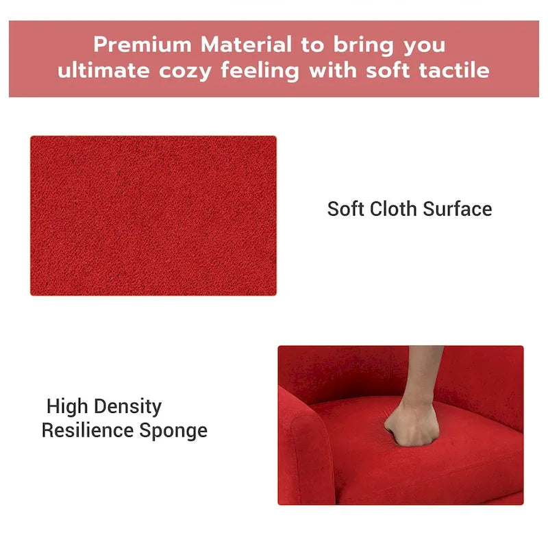 Fauteuil d'appoint classique en forme de tonneau, revêtu d'un tissu polyester doux, avec repose-pieds inclus.