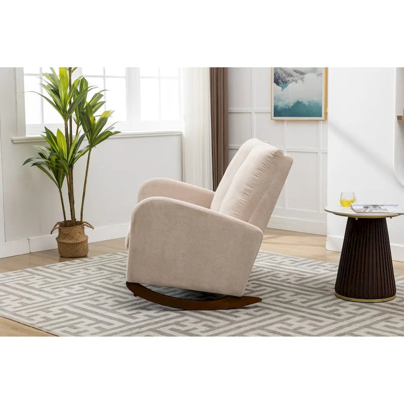 Fauteuil à bascule rembourré style moderne du milieu du siècle, grand fauteuil à oreilles pour salon