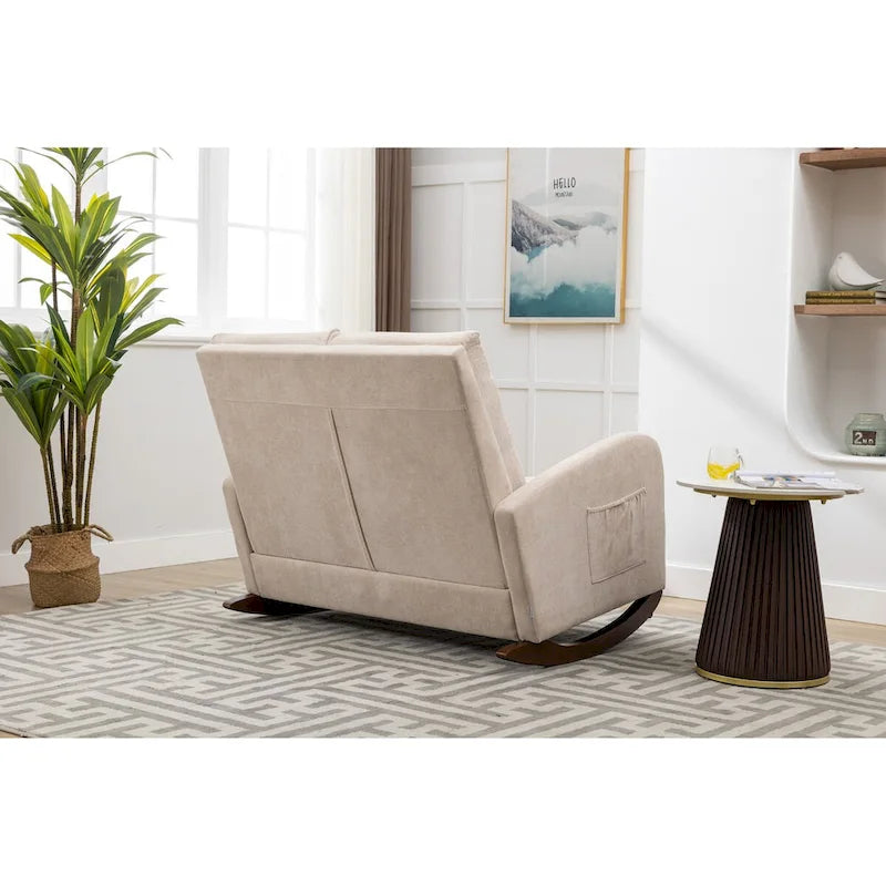 Fauteuil à bascule rembourré style moderne du milieu du siècle, grand fauteuil à oreilles pour salon