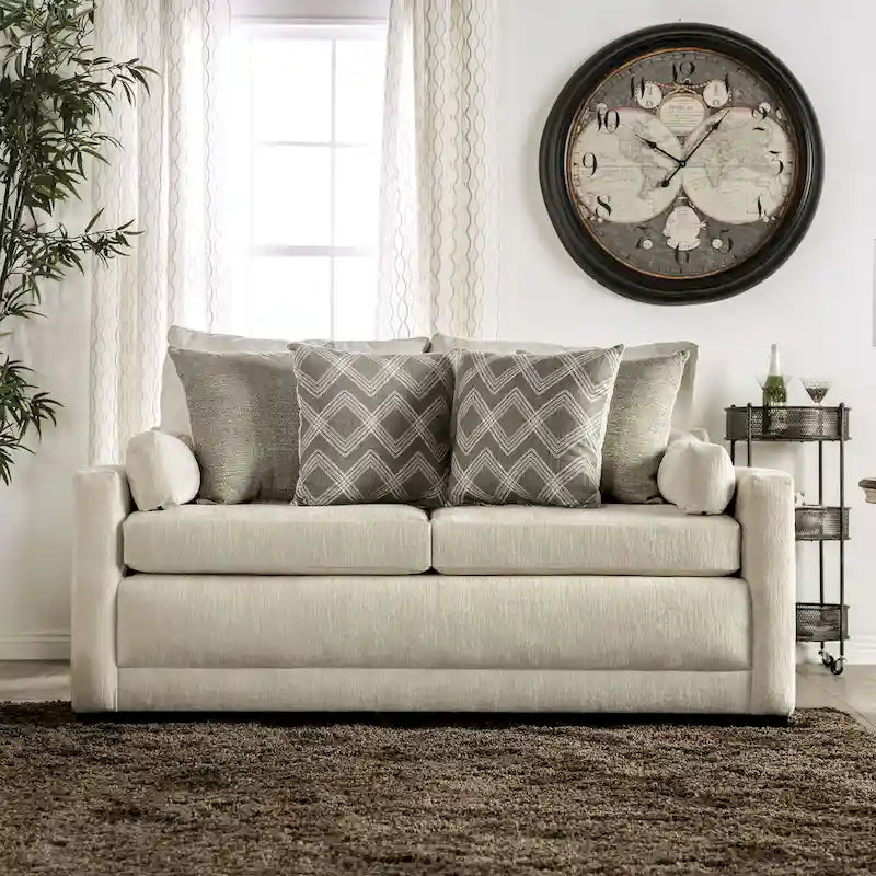 Ensemble de canapés 2 pièces Breward, style transitionnel, beige chenille, rembourré, par Furniture of America