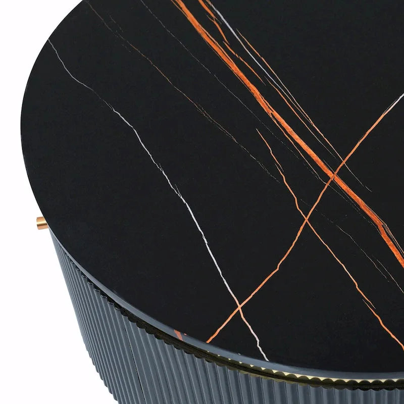 Table basse ronde moderne de 31,5 cm avec grand tiroir de rangement