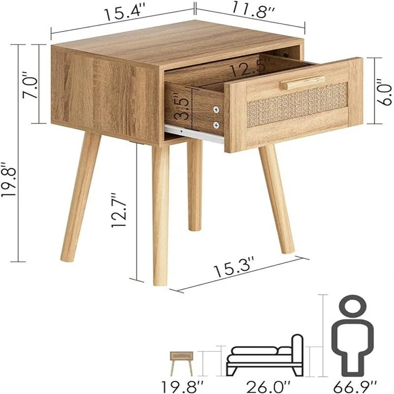Tables de chevet en bois pour chambre à coucher - 11,81 cm (P) x 15,35 cm (L) x 19,69 cm (H)