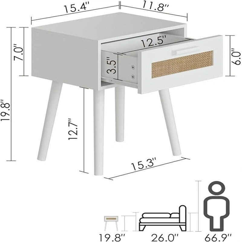 Tables de chevet en bois pour chambre à coucher - 11,81 cm (P) x 15,35 cm (L) x 19,69 cm (H)