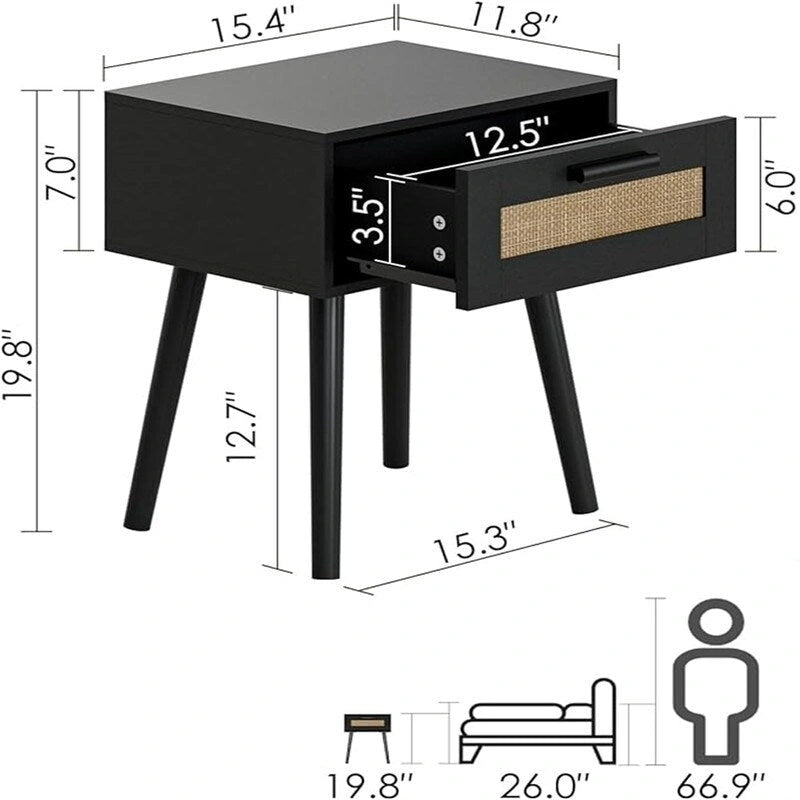 Tables de chevet en bois pour chambre à coucher - 11,81 cm (P) x 15,35 cm (L) x 19,69 cm (H)