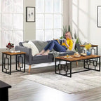 Ensemble de table basse 3 pièces Mieres style industriel pour salon