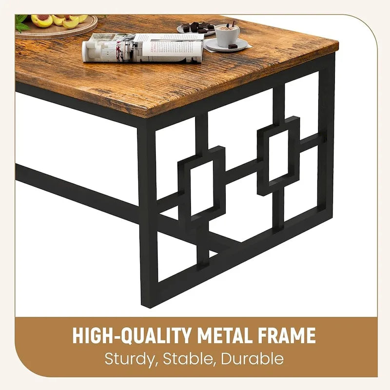 Ensemble de table basse 3 pièces Mieres style industriel pour salon