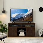 Farmhouse Barn door TV Media Stand Modern Entertainment Console for TV Up to 65 with Open and Closed Storage Space