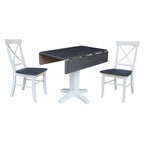 Table de salle à manger carrée à double abattant en bois massif de 36 pouces avec 2 chaises de salle à manger