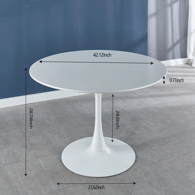 Table de salle à manger Tulipe 42,1 cm avec plateau rond et pied central pour 4 à 6 personnes
