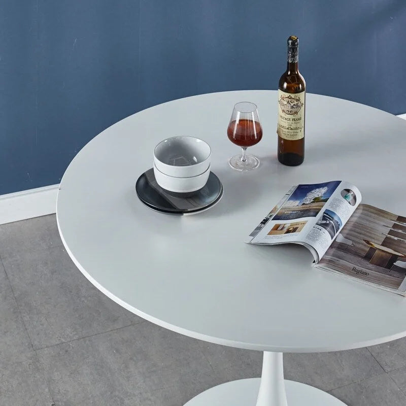 Table de salle à manger Tulipe 42,1 cm avec plateau rond et pied central pour 4 à 6 personnes