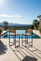 Bar Stools Set of 2 Paper Rope Weave Dining Chairs