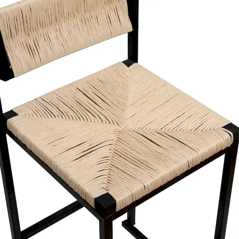 Ensemble de 2 tabourets de bar et chaises de salle à manger en corde de papier tressée