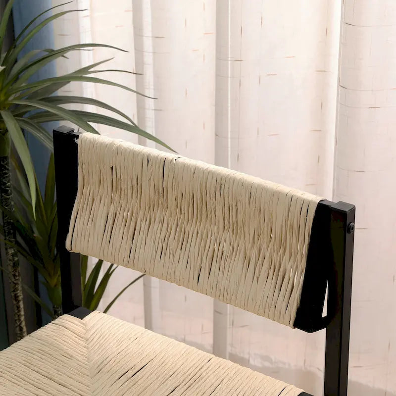 Ensemble de 2 tabourets de bar et chaises de salle à manger en corde de papier tressée