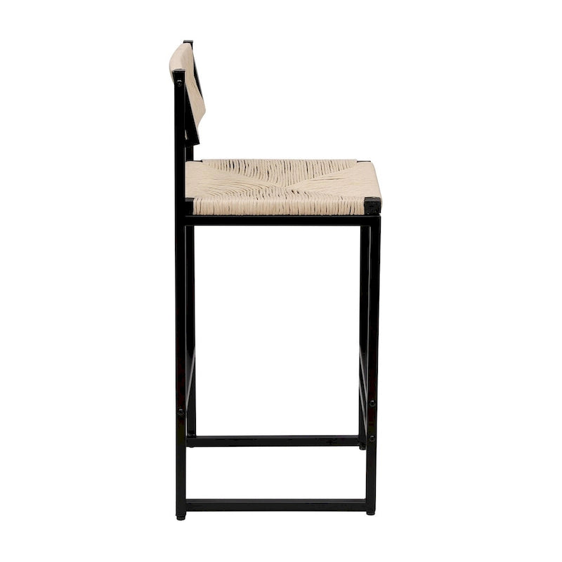 Ensemble de 2 tabourets de bar et chaises de salle à manger en corde de papier tressée