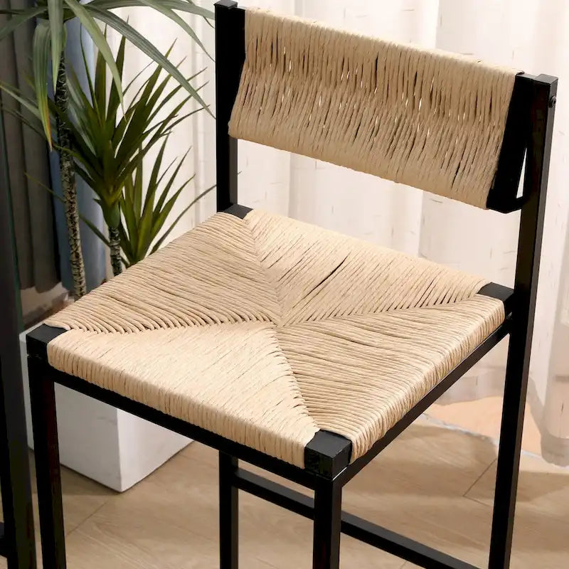 Ensemble de 2 tabourets de bar et chaises de salle à manger en corde de papier tressée